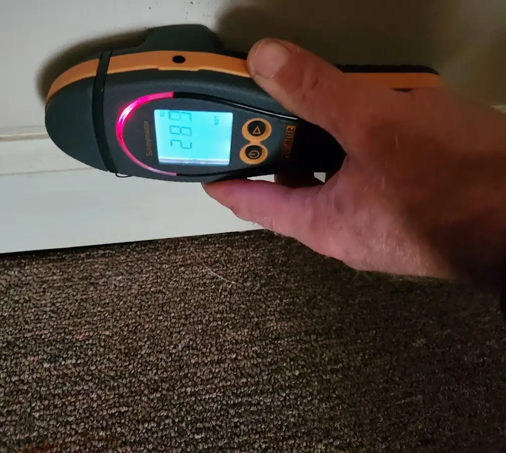 Moisture detection at baseboard during Storm Damage Restoration in Livermore